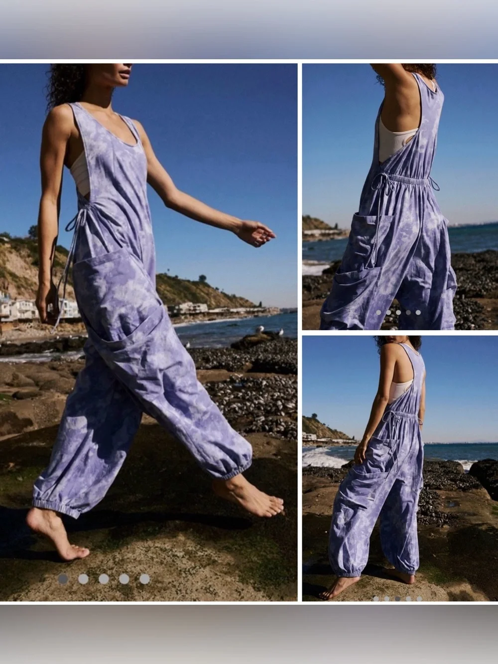 NWT Free People FP Movement Infinity Printed Onesie - aster blue combo - Small